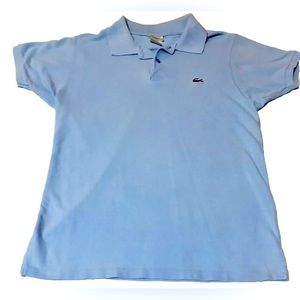 Lacoste Polo Shirt Large Mens 5 Crocodile Logo Short Sleeve Light Blue